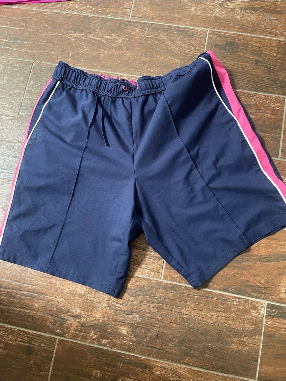 made for life Navy Athletic Shorts with Pink Trim